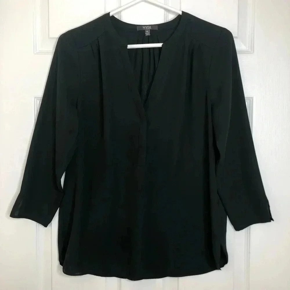 NYDJ Semi-Sheer Blouse V-Neck Size Extra Small